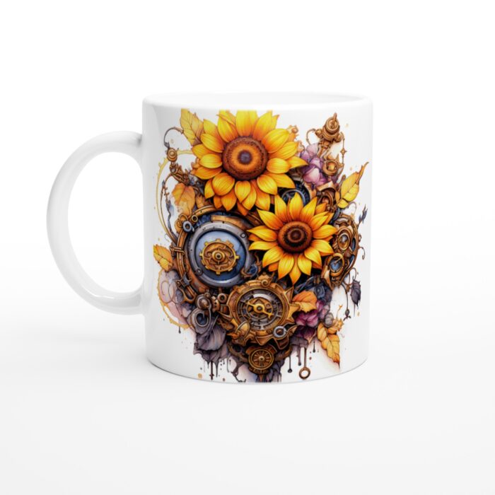 Steampunk Solros Keramisk Mugg – Unik Konst för Din Vardagsfavorit