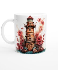 Mugg "Blommande Fyr" – Keramisk vardagsfavorit med levande akvarellkonst