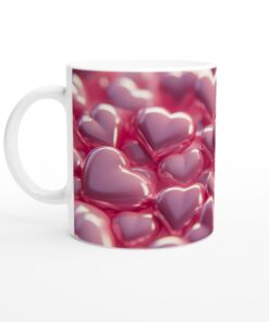 Kärlek i Varje Klunk: Rosa Glänsande Hjärtan Keramisk Mugg