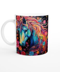 Färgsprakande Hästmugg – Konstnärlig Keramisk Mugg för En Färgstark Start på Dagen