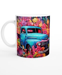 Blomstrande Vintage Pickup Keramisk Mugg – Färgglad Vardagsfavorit