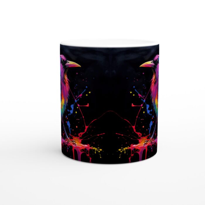 Färgexplosion Keramisk Mugg 11oz - Konstfull Kråka i Livfulla Nyanser