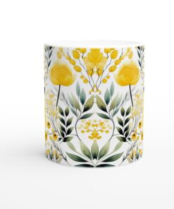 Gulblommig keramisk mugg – Ljus & Somrig 11oz kaffekopp