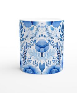 Blåblommig Keramikmugg - 11oz, diskmaskins- & mikrovågsugnssäker