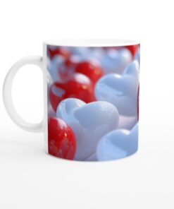 Kärlek i Varje Klunk: Vit & Röd 11oz Keramisk Mugg för Romantiska Stunder
