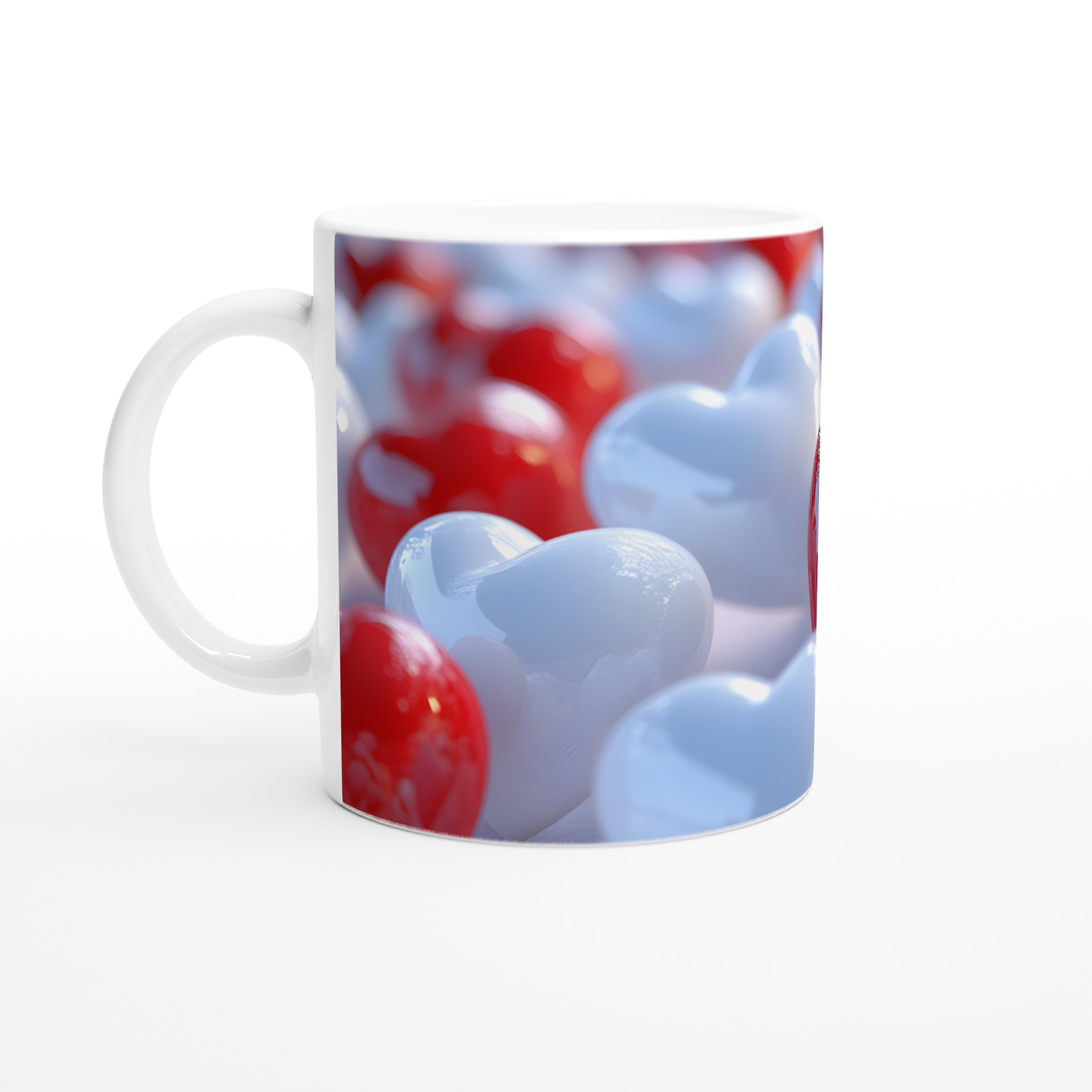 Kärlek i Varje Klunk: Vit & Röd 11oz Keramisk Mugg för Romantiska Stunder