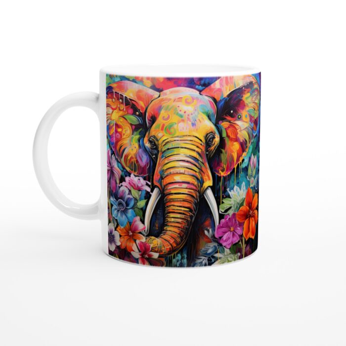 Färgexplosion Elefant Keramisk Mugg – Konstfull Vardagsfavorit för Kaffeälskaren
