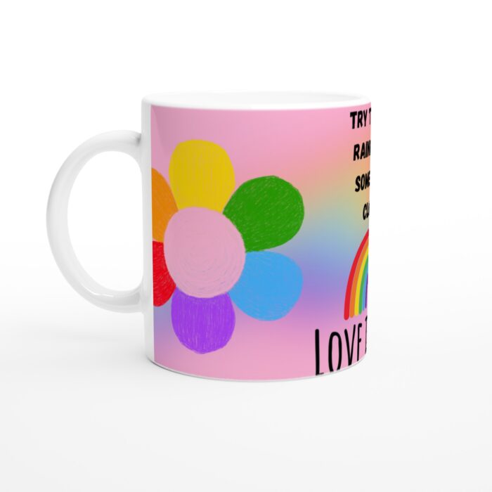 Färgglad 'Love Is Love' Keramikmugg – Bli en Regnbåge i Någons Moln