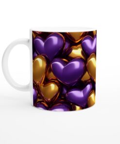 Kärlek i Guld & Lila Keramikmugg - 11oz Stilenlig Favoritmugg