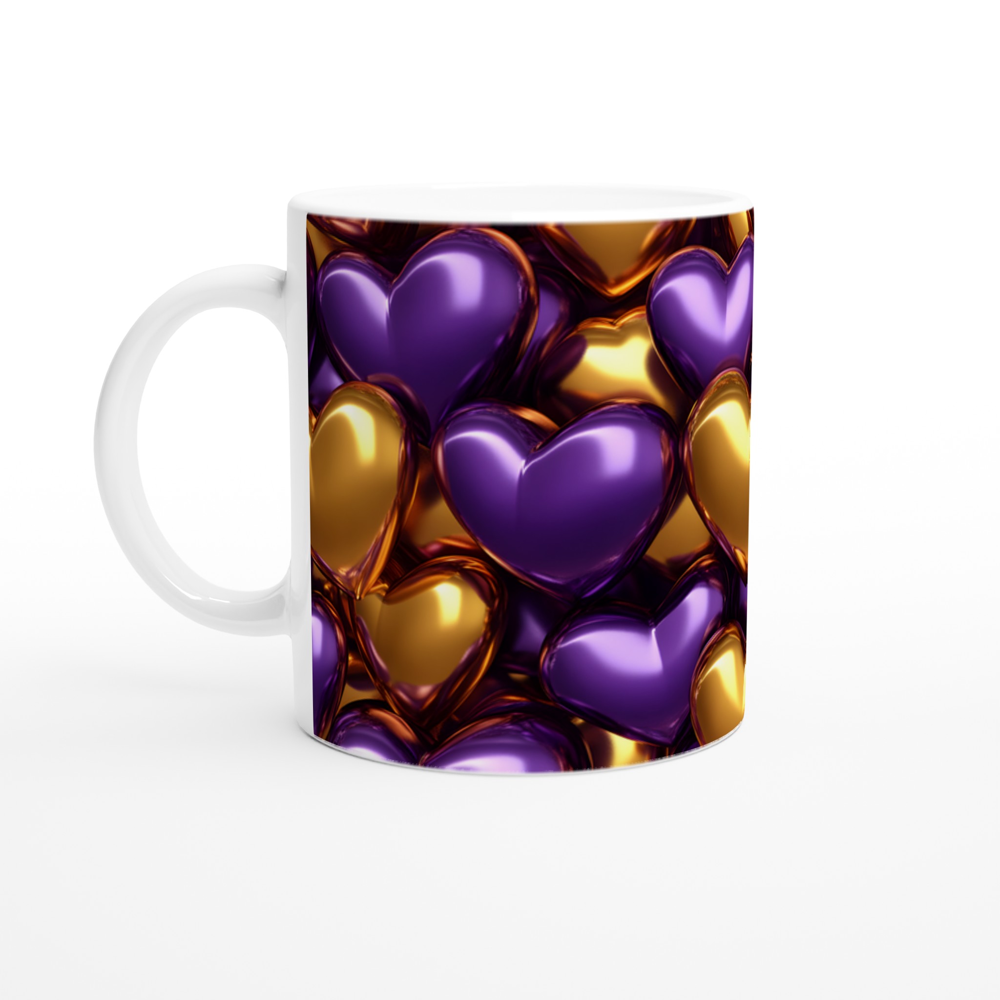 Kärlek i Guld & Lila Keramikmugg - 11oz Stilenlig Favoritmugg