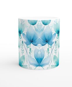 Akvarellblommig Keramikmugg - 11oz, diskmaskinssäker & mikrovågssäker