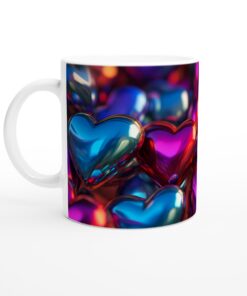 Kärlek i varje klunk: Keramisk mugg med glänsande hjärtan – Perfekt för alla hjärtans dag!