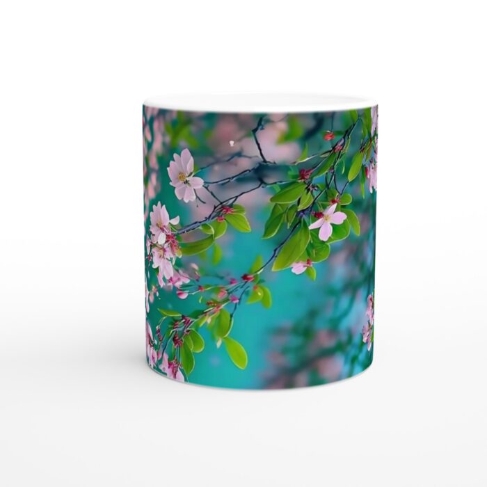 Körsbärsblommig keramikmugg – En touch av vårromantik för ditt kaffe