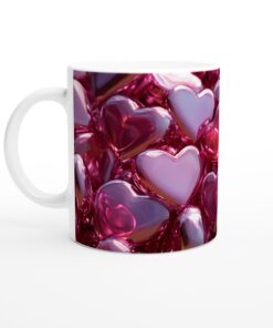 Romantisk Rosa Hjärtan Keramikmugg - 11oz Kärleksfull Design för Ditt Favoritdryck