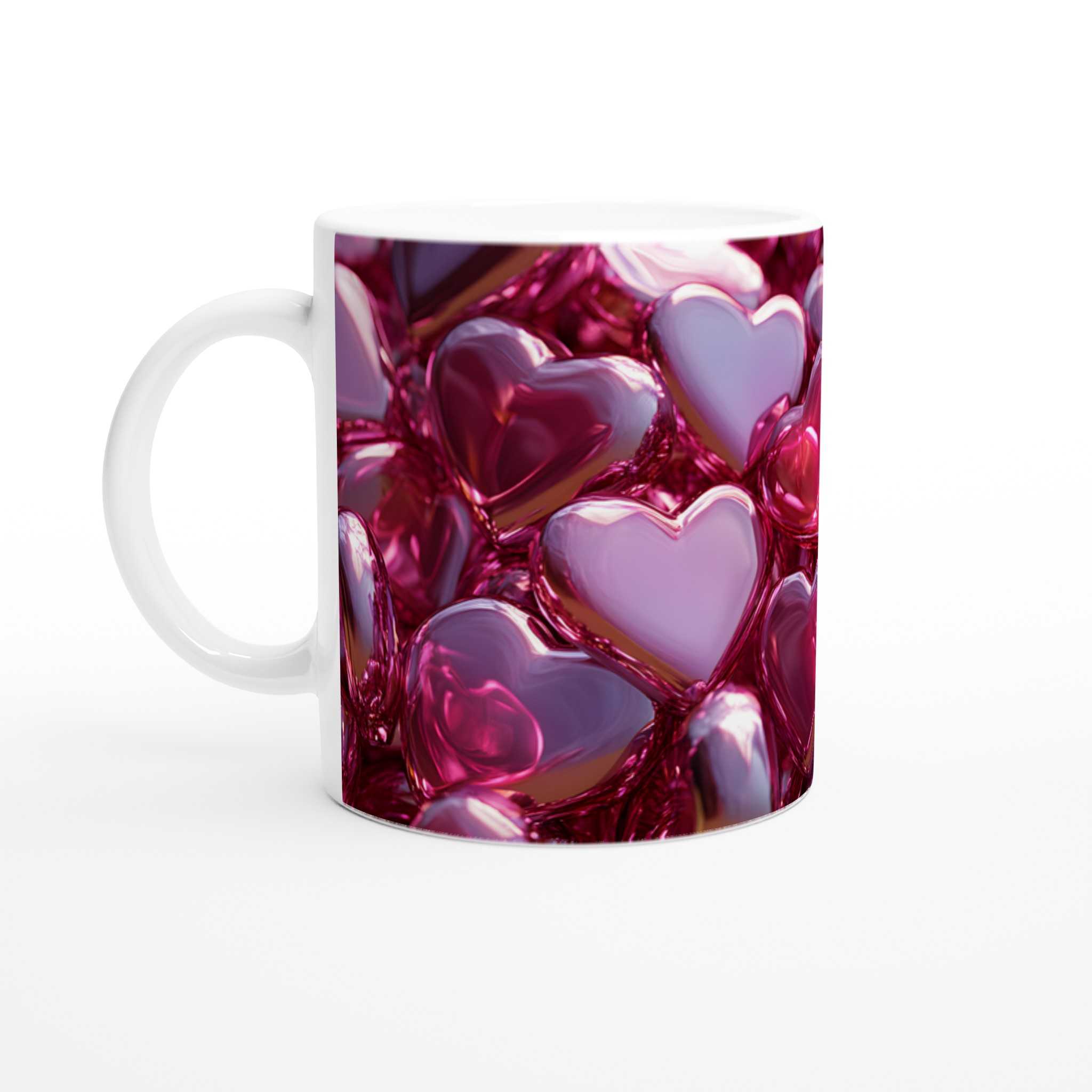 Romantisk Rosa Hjärtan Keramikmugg - 11oz Kärleksfull Design för Ditt Favoritdryck