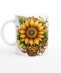 Steampunk Solros Mugg – Konstnärlig Keramikmugg för unika ögonblick