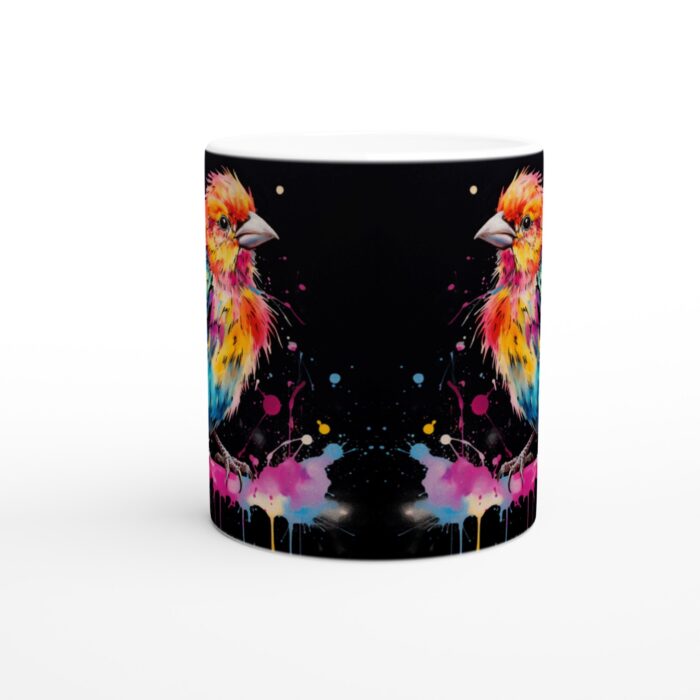 Färgglad 'Splash Bird' Keramikmugg 11oz – Levande Akvarelldesign för Kaffe- och Teälskare