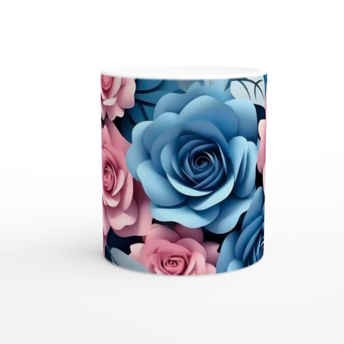 Pastellrosor Keramisk Mugg - Rosa & Blå Blommig Design för Kaffe & Te