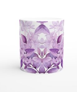 Lila Syrenblomster 11oz Keramisk Mugg - Vacker Akvarelldesign för Kaffe & Te