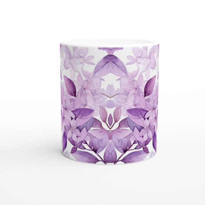 Lila Syrenblomster 11oz Keramisk Mugg - Vacker Akvarelldesign för Kaffe & Te