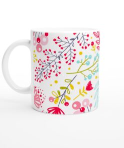 Färgsprakande Blomstermugg – Keramisk Kopp med Livfullt Botaniskt Tryck