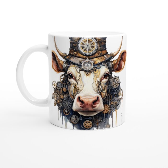 Steampunk Ko – Unik Keramisk Mugg för den Tekniska Kaffeälskaren