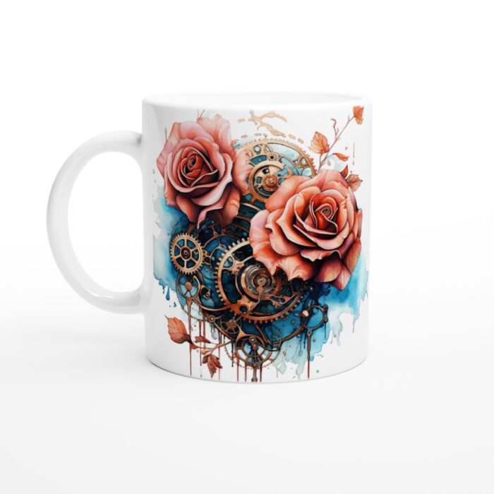 Steampunk Ros Keramisk Mugg – Konstnärlig Vardagsfavorit för Kaffe & Te