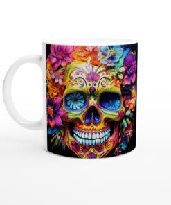 Färgsprakande Sugar Skull Keramisk Mugg – En hyllning till livet i varje klunk