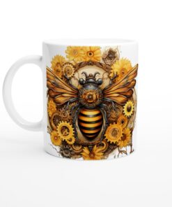 Steampunk Bumblebee Keramikmugg – En unik vardagsfavorit med industriell charm och soliga toner
