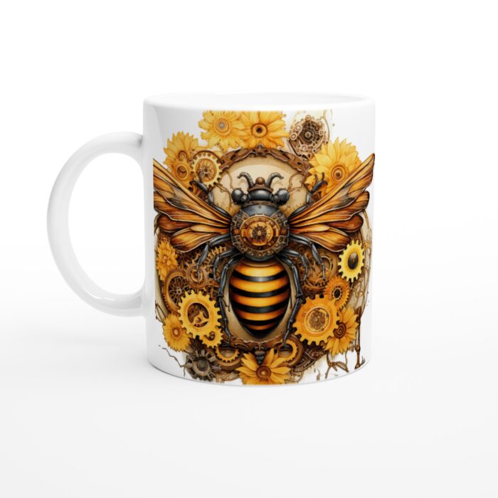 Steampunk Bumblebee Keramikmugg – En unik vardagsfavorit med industriell charm och soliga toner