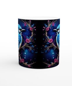 Magisk Nattfågel Keramikmugg - Blåskrika i Galaxdesign, 11 oz