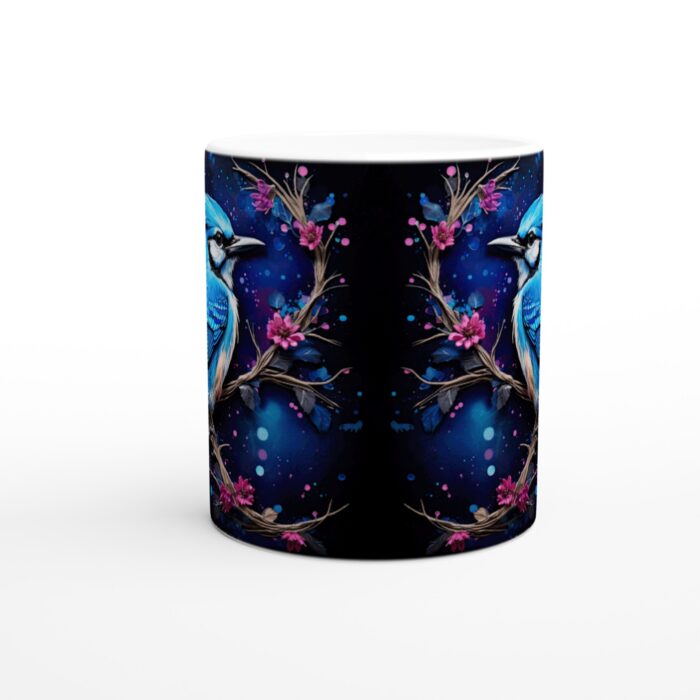 Magisk Nattfågel Keramikmugg - Blåskrika i Galaxdesign, 11 oz
