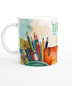 Keramisk Mugg – "Teacher Life" Akvarell, Den Perfekta Presenten till Lärare