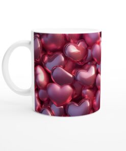 Rosa Kärlekshjärta Keramisk Mugg - 11oz Blank Vit Kaffekopp för Romantiska Stunder