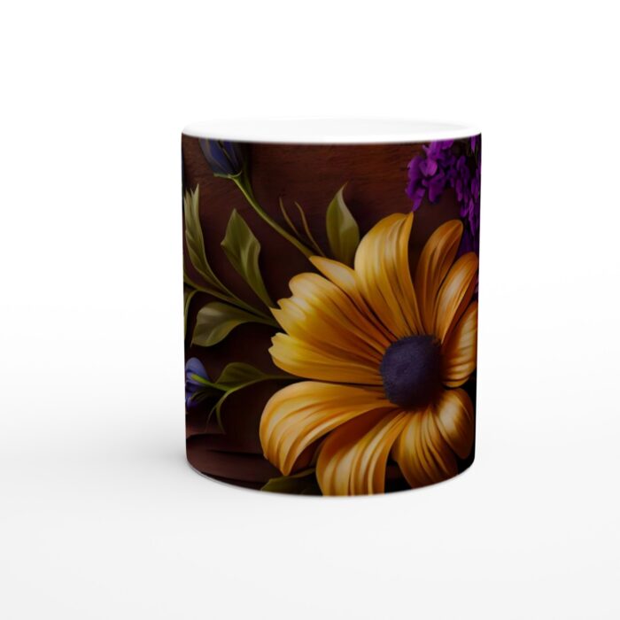 Elegant Blomsterdröm 11oz Keramisk Mugg – Konstnärligt Blomstertryck för Kaffeälskaren