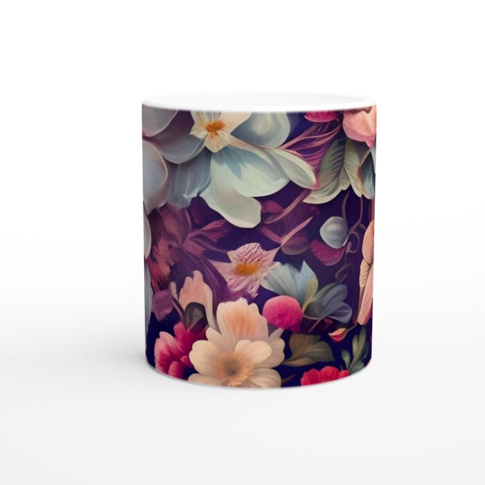 Romantisk Blomsterprakt Vit Keramisk Mugg - 11oz Elegant Design för Kaffe & Te