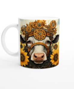 Steampunk Ko – Keramisk mugg med lantlig charm & industriell twist