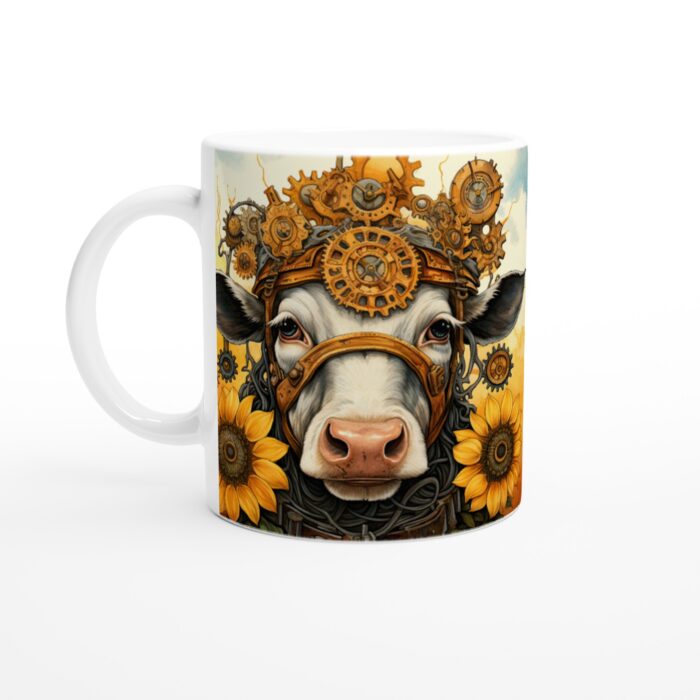 Steampunk Ko – Keramisk mugg med lantlig charm & industriell twist