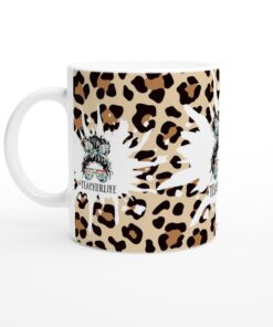 Leopardmönstrad Keramisk Mugg – #TeacherLife – Den perfekta presenten till läraren