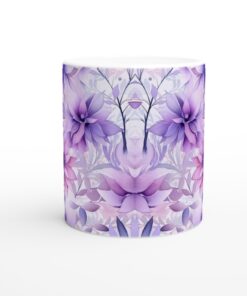 Lila Akvarell Blomsterdröm – 11oz Keramisk Mugg