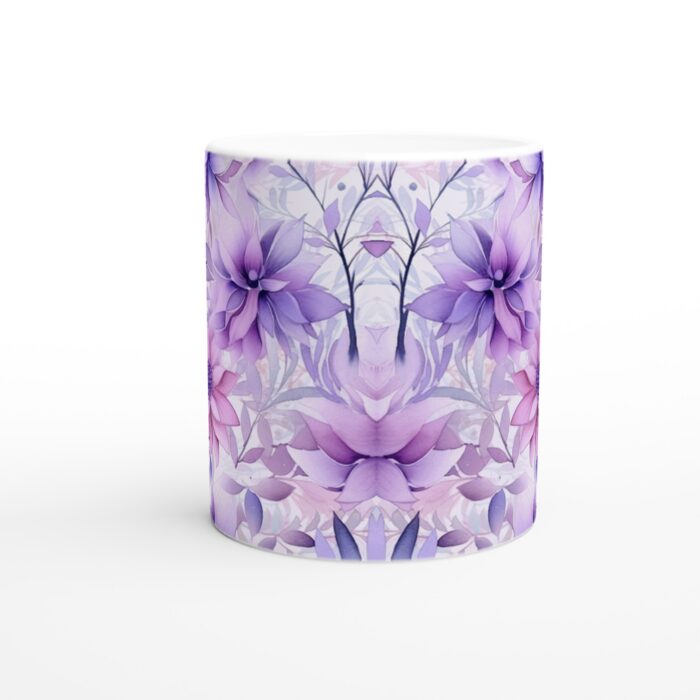 Lila Akvarell Blomsterdröm – 11oz Keramisk Mugg