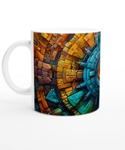 Aztec Solmönstrad Keramisk Mugg - Levande Färgexplosion för Din Kaffe- eller Tetesund