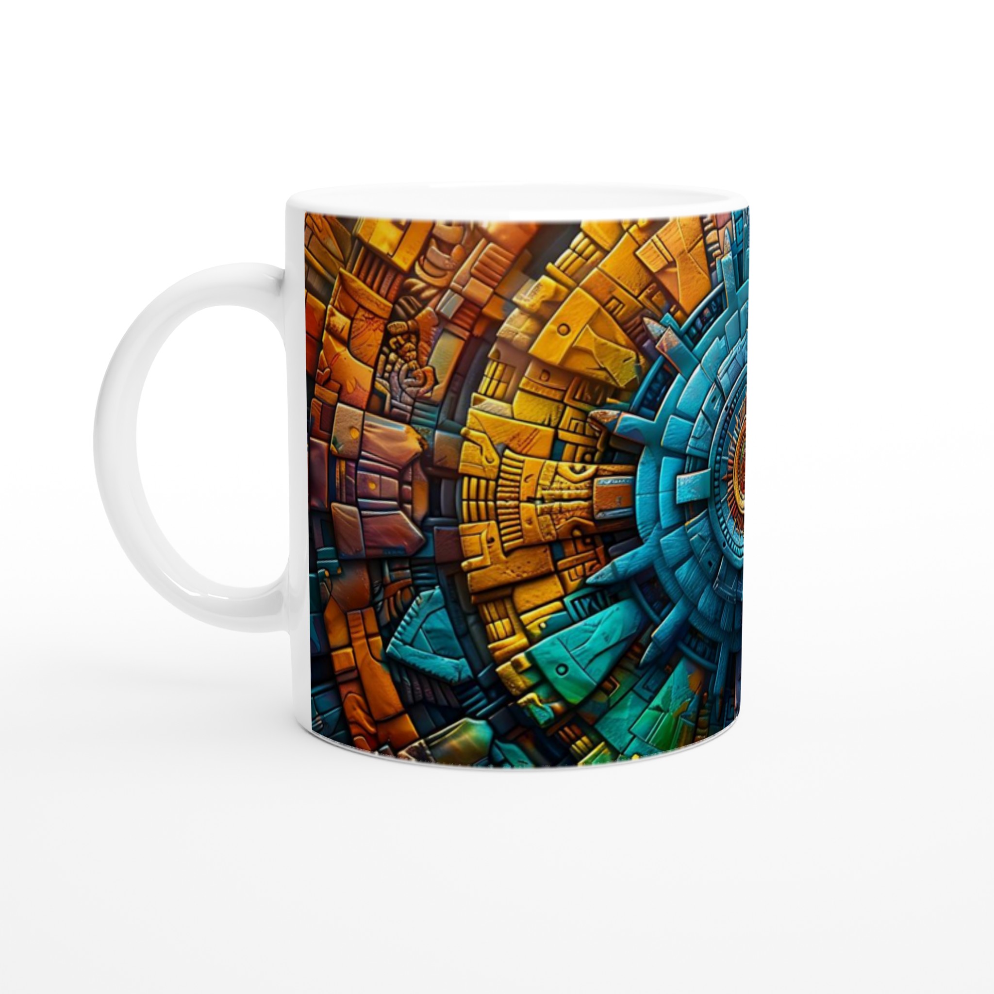 Aztec Solmönstrad Keramisk Mugg - Levande Färgexplosion för Din Kaffe- eller Tetesund