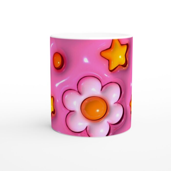 Bubbelgum Dröm Keramisk Mugg - Rosa, Gul & Vit Design för Kaffe & Te, 11 oz