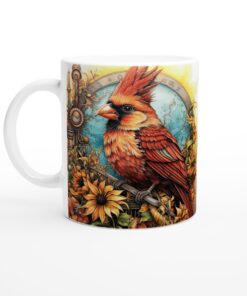 Steampunk Kardinal Mugg – Keramisk Skönhet med Solrosor & Mystik