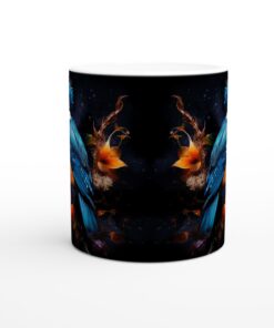 Kungsfiskare Lyxig 11oz Keramisk Mugg – Konstfull Design & Livfulla Blå Toner