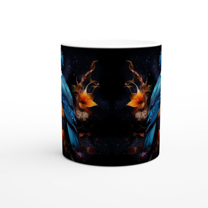 Kungsfiskare Lyxig 11oz Keramisk Mugg – Konstfull Design & Livfulla Blå Toner