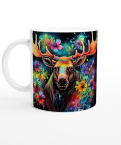 Mugg med Färgglad Älg – En Konstnärlig Explosion av Skogens Själ