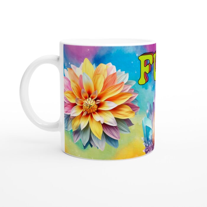 Färgglad 'FUN' Keramisk Mugg – Psykedelisk Blomsterglädje för din Fikapaus