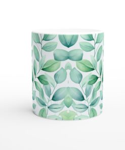 Akvarell Löv Keramikmugg 11oz - Mintgröna Toner